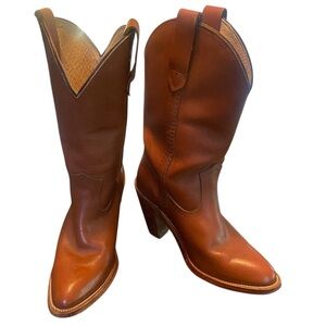 Frye Black Label Western Heeled Women’s Boot #7895 Size 6B Brown Leather